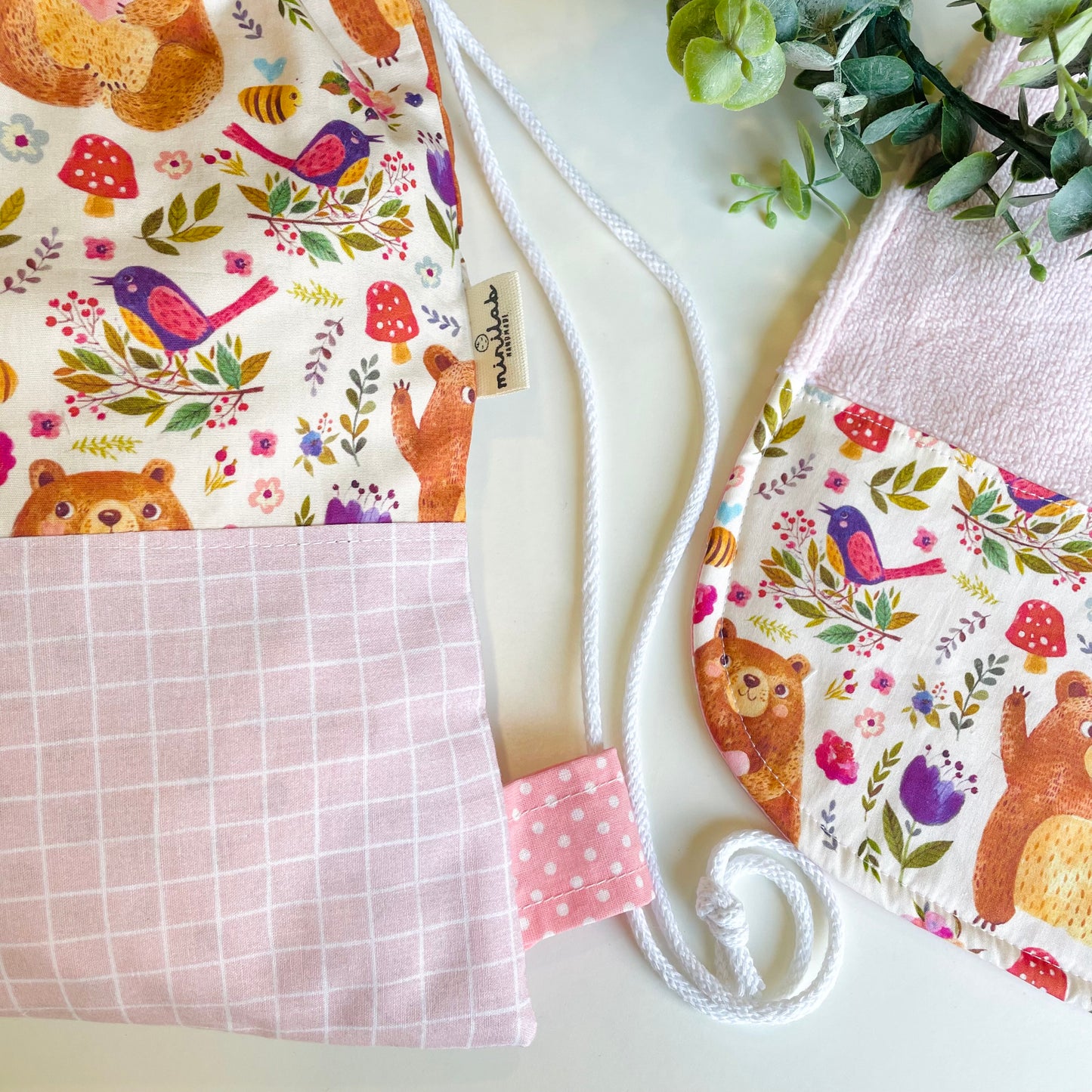 SET ASILO: sacca zainetto e bavaglino con elastico 🐻🌸