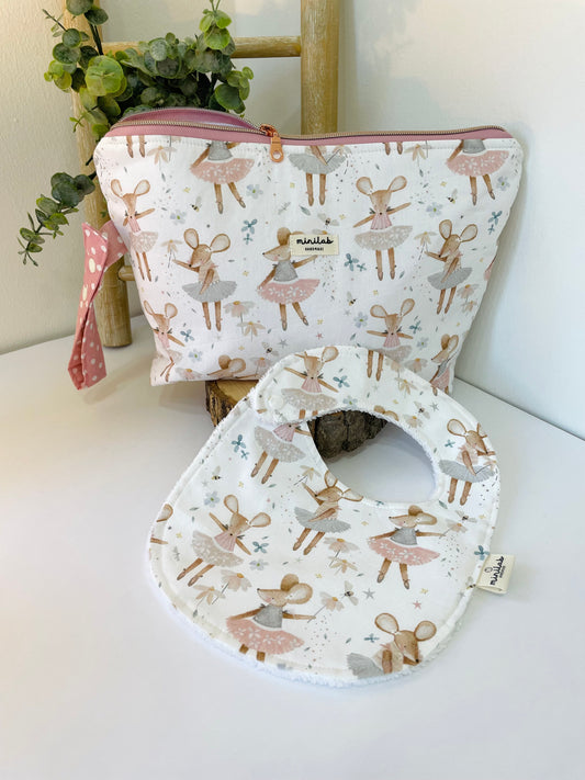 Set nascita- Maxi Pochette e bavaglino 0-18 mesi