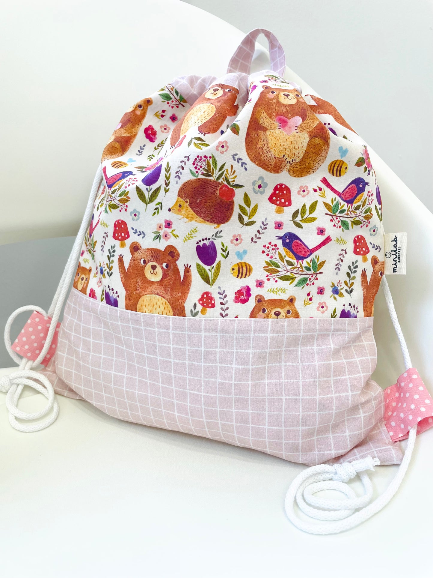 SET ASILO: sacca zainetto e bavaglino con elastico 🐻🌸