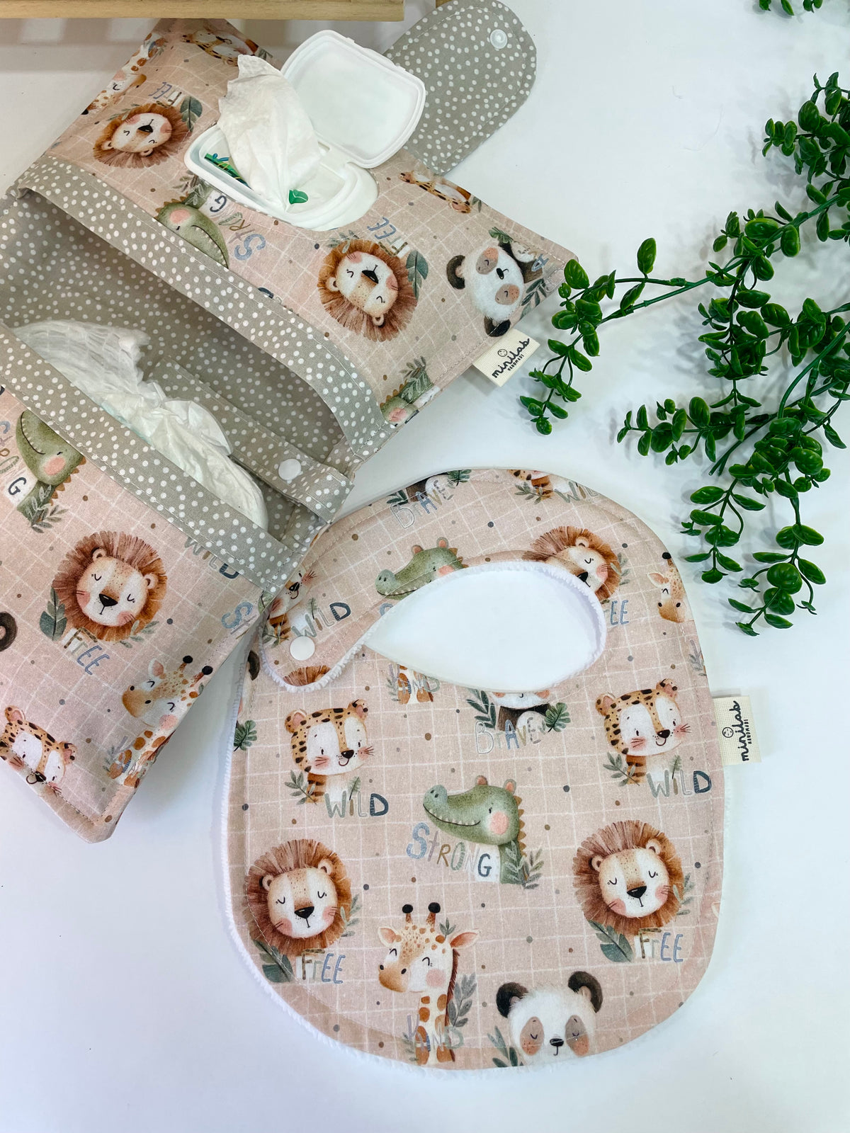 Set Portapannolini e Bavaglino 🦁 animali soft 😌