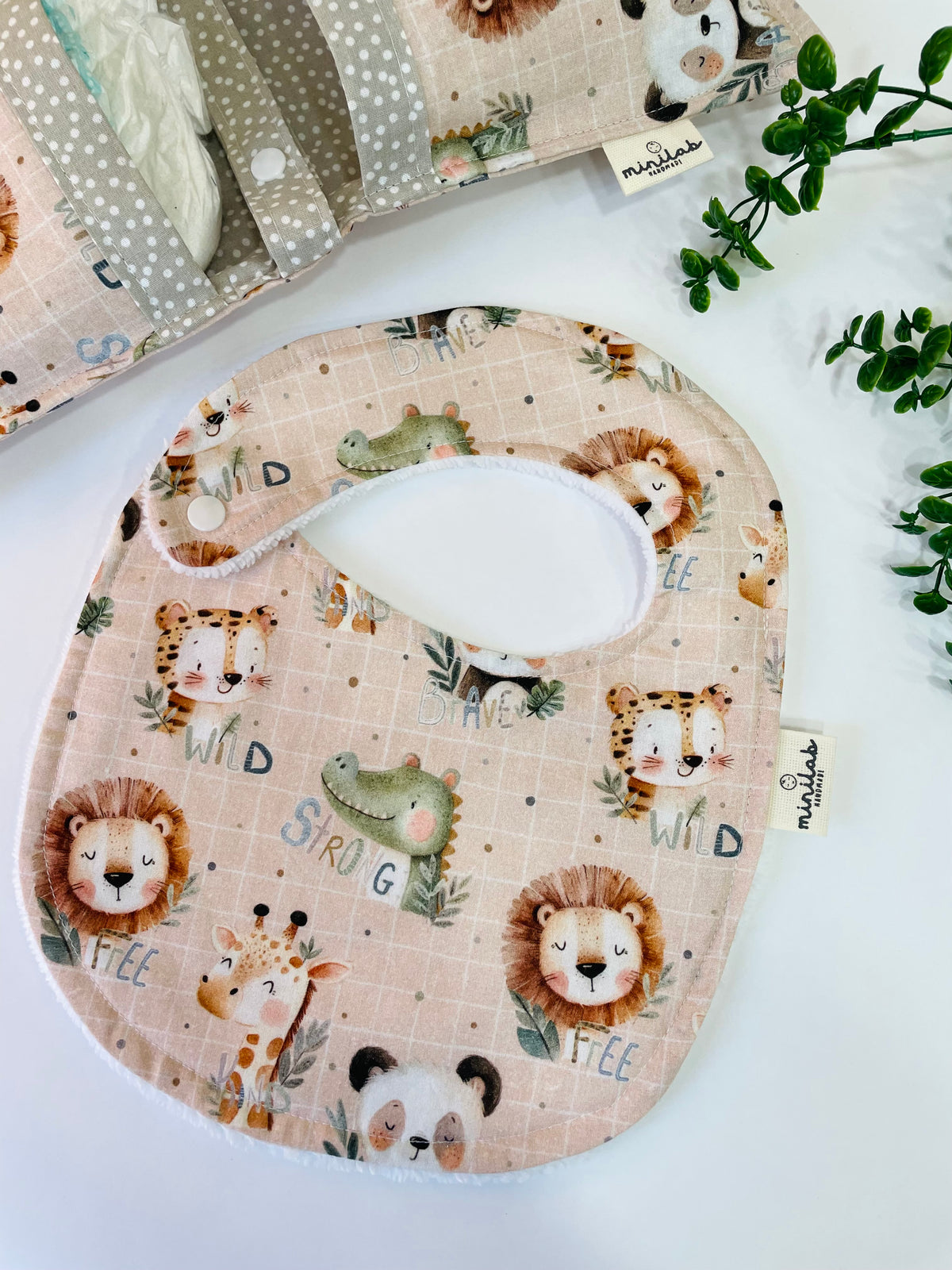 Set Portapannolini e Bavaglino 🦁 animali soft 😌