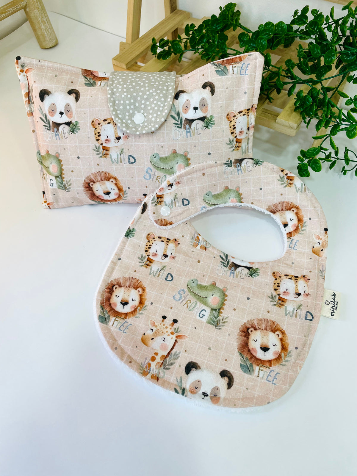 Set Portapannolini e Bavaglino 🦁 animali soft 😌